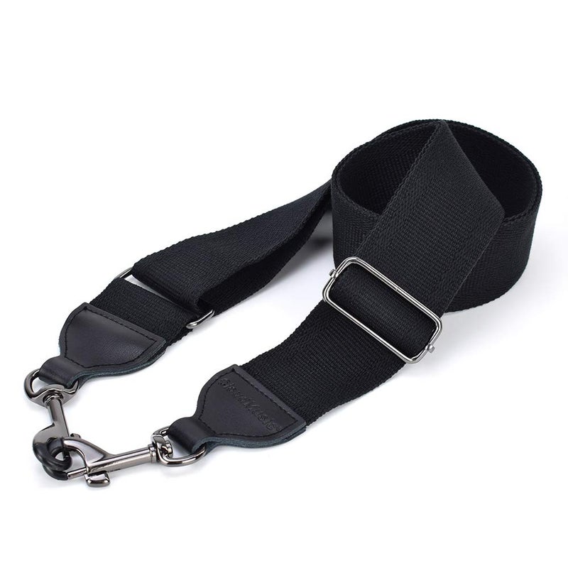 CLOUDMUSIC Banjo Strap Guitar Strap For Handbag Purse Jacquard Woven With Leather Ends And Metal Clips(Black) - Image 2